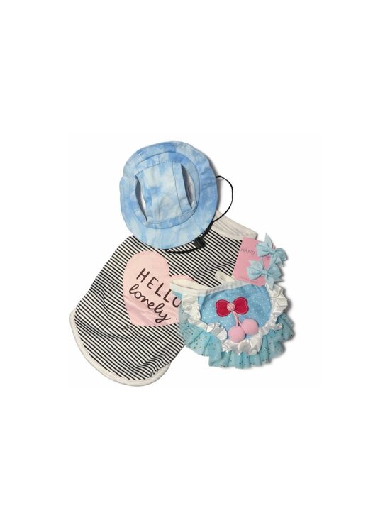 Other - Pet Sun Hat Outfit Set | Shirt, Ruffle Skirt & Bows